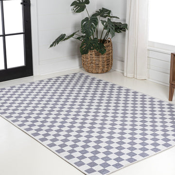 Ainsley Modern Cottage Checkerboard Washable Area Rug